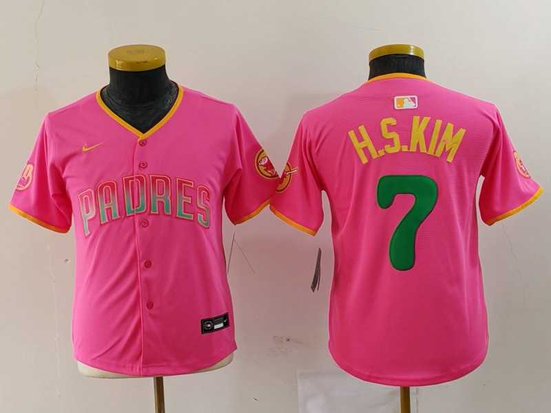 Youth San Diego Padres #7 Ha Seong Kim Pink Fashion Baseball Jersey->mlb youth jerseys->MLB Jersey